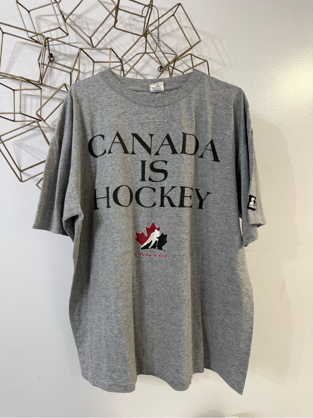 STARTER Grey 'Canada Is Hockey' Short Sleeve Tee with Red Maple Logo